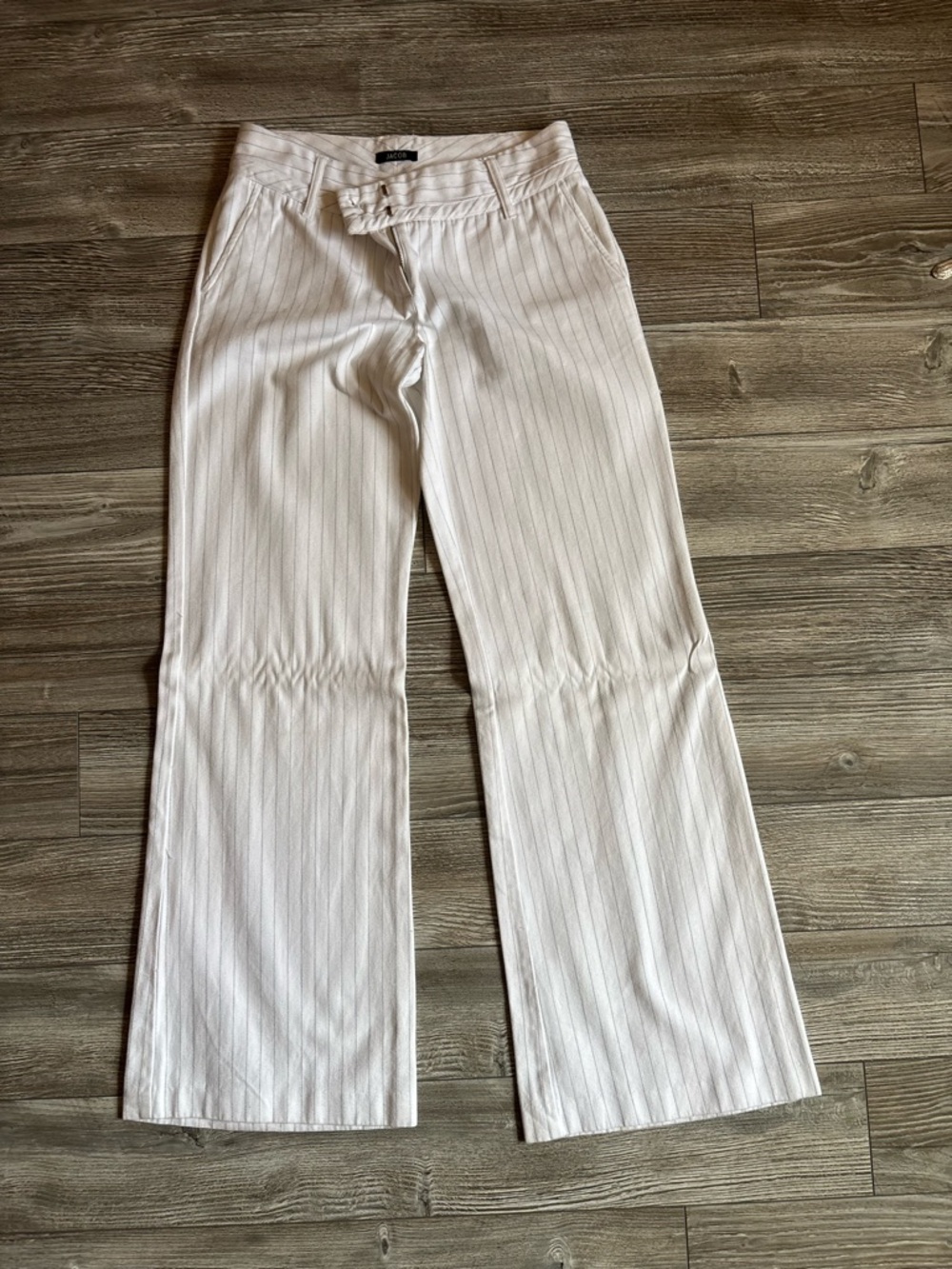 Jacob White Pinstripe Wide-Leg Trousers